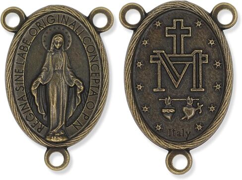 Caritas et Fides Bronze Rosary Making Kit - 5 Rosaries - St Benedict Crucifix & Miraculous Medal Centerpiece - Made in Italy in Kuwait