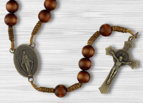 Caritas et Fides Bronze Rosary Making Kit - 5 Rosaries - St Benedict Crucifix & Miraculous Medal Centerpiece - Made in Italy in Kuwait