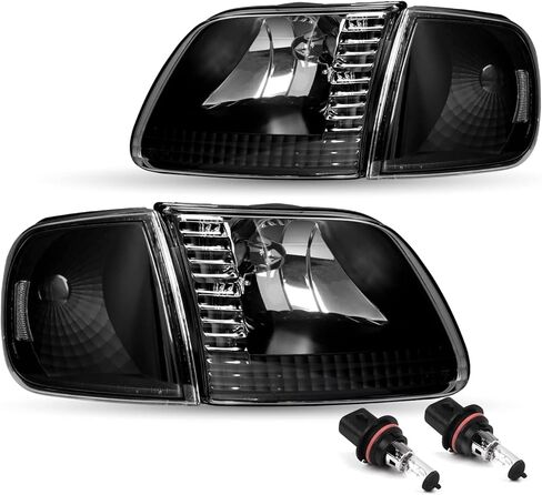 JSBOYAT 4pcs Headlight Assembly Headlamp with Corner Light For 97-03 Ford F-150 04 Ford F150 Heritage 97-02 Ford Expedition 97-99 F250, Chrome Housing with Clear Reflector in Kuwait