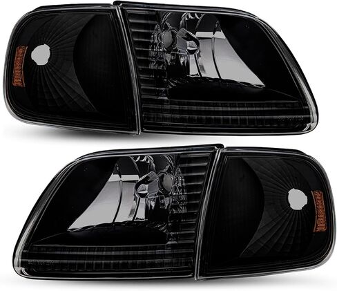 JSBOYAT 4pcs Headlight Assembly Headlamp with Corner Light For 97-03 Ford F-150 04 Ford F150 Heritage 97-02 Ford Expedition 97-99 F250, Chrome Housing with Clear Reflector in Kuwait