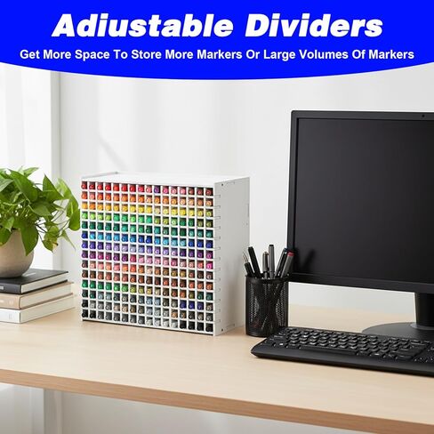 Marker Organizer 240-Slot Marker Holder Art Supply Storage Rack with Adjustable Dividers, Desktop Pen Holder for Colored Pencils and Brushes, White in Saudi Arabia