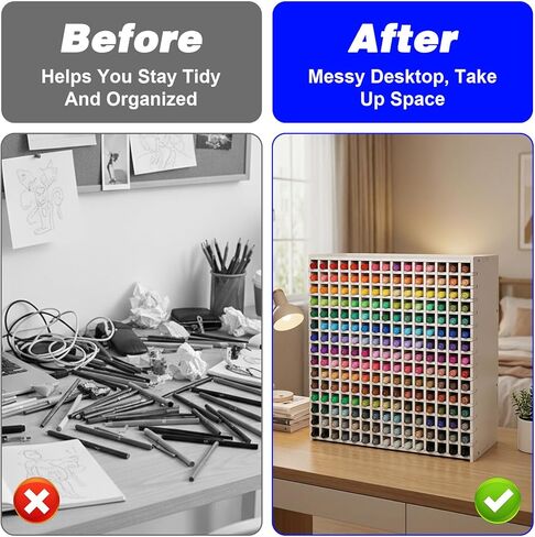 Marker Organizer 240-Slot Marker Holder Art Supply Storage Rack with Adjustable Dividers, Desktop Pen Holder for Colored Pencils and Brushes, White in Saudi Arabia