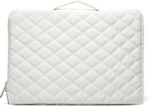 Kinmac White Quilted 360° Protective Laptop Sleeve with Handle, Front Pocket (15.6 inch-16 inch) in Saudi Arabia