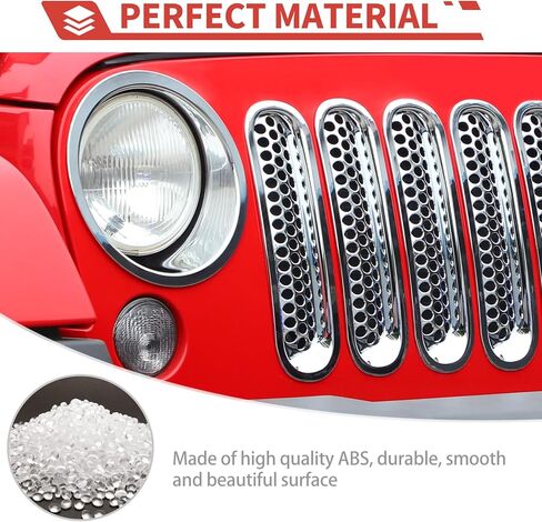 9 قطع شبكية شبكية مع غطاء أمامي مناسب لسيارة Jeep Wrangler JK 2007-2018 - إكسسوارات خارجية للشواية الأمامية وحلقة المصباح الأمامي، طقم تزيين على الطراز الشبكي in Kuwait