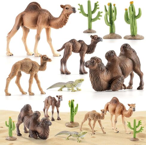 8PCS Realistic Desert Animal Figures Playset, Plastic Camel Toys, Cactus Figurines & Reptile Toys for Kids 3-5, Perfect for Diorama Supplies, Toddler Boy Toy, Cake Toppers in Saudi Arabia