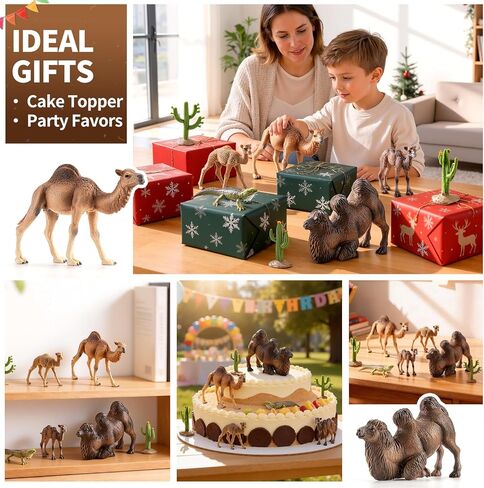 8PCS Realistic Desert Animal Figures Playset, Plastic Camel Toys, Cactus Figurines & Reptile Toys for Kids 3-5, Perfect for Diorama Supplies, Toddler Boy Toy, Cake Toppers in Saudi Arabia