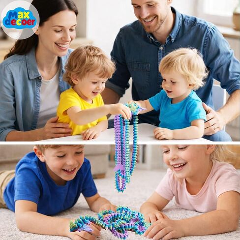 63" Matte Rainbow Articulated Dragon Toy, Extra Long Flexible 3D Printed Fidget Dragon Figure, Fantasy Toy Gift in Saudi Arabia