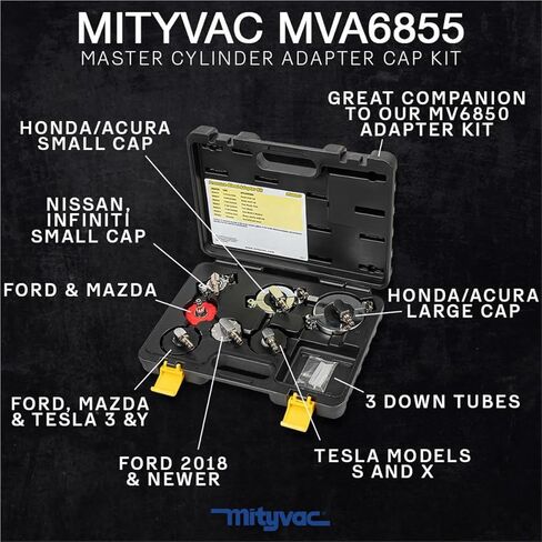 Mityvac MVB1050 Hydraulic Brake Service Kit, MV7840 Air-Operated Pressure Bleeder with 2.5 Quart Reservoir, MVA575 Flex Hose, MVA6855 Master Cylinder Cap Adapter Set, Hybrid and EV Compatible in Kuwait