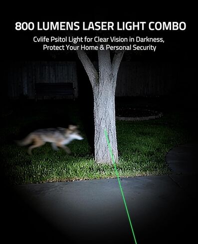 CVLIFE 800 Lumens Pistol Laser Light Combo with Slide Rail, Strobe Mode for Rechargeable Gun Light Compatible with Glock and Picatinny Rail, Pistol Flashlight with Red Laser Beam for Home Defense in Kuwait
