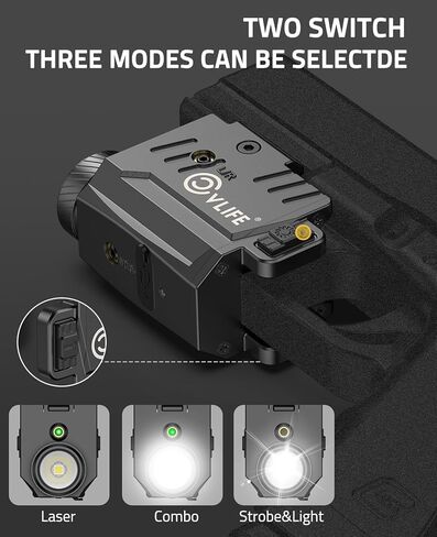 CVLIFE 800 Lumens Pistol Laser Light Combo with Slide Rail, Strobe Mode for Rechargeable Gun Light Compatible with Glock and Picatinny Rail, Pistol Flashlight with Red Laser Beam for Home Defense in Kuwait