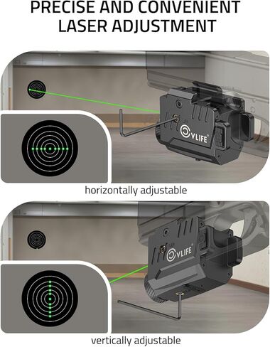 CVLIFE 800 Lumens Pistol Laser Light Combo with Slide Rail, Strobe Mode for Rechargeable Gun Light Compatible with Glock and Picatinny Rail, Pistol Flashlight with Red Laser Beam for Home Defense in Kuwait
