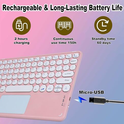 Wireless Bluetooth Keyboard with Multi-Touch Touchpad Ultrathin Small Portable Rechargeable,Mini Keyboard with Trackpad, Magnetic ,for iPad,iOS,Android,Windows,Mac,Tablet,Smartphone,Surface, Black in Saudi Arabia