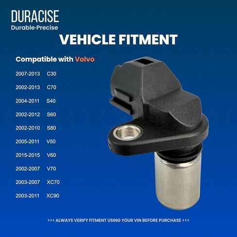 مستشعر موضع العمود المرفقي DURACISE متوافق مع 2007-2013 فولفو C30، 2002-2013 C70، 2003-2007 XC70، 2003-2011 XC90، 2002-2012 S40، S60، S80، V50، V70، 2015 V60، استبدال #30713485، 8627355، PC585 in Kuwait