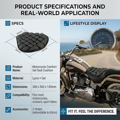 Motorcycle Seat Cushion for Honda XR150L 2023-2026, Breathable Shock Absorbing Non Slip Motorcycle Seat Pad with Ergonomic Groove Design, Comfort Seat Cover for Touring & Commuter Riders in Saudi Arabia