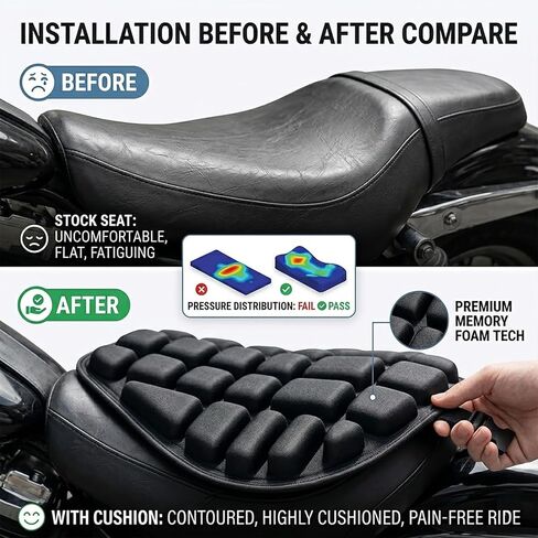 Motorcycle Seat Cushion for Honda XR150L 2023-2026, Breathable Shock Absorbing Non Slip Motorcycle Seat Pad with Ergonomic Groove Design, Comfort Seat Cover for Touring & Commuter Riders in Saudi Arabia