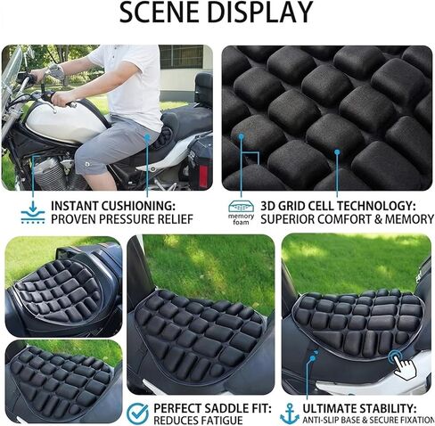 Motorcycle Seat Cushion for Honda XR150L 2023-2026, Breathable Shock Absorbing Non Slip Motorcycle Seat Pad with Ergonomic Groove Design, Comfort Seat Cover for Touring & Commuter Riders in Saudi Arabia