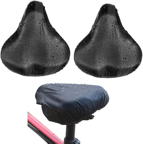 JoanofArc Bike Seat Cover Waterproof, Rain Cover with Drawstring for Mountain Bicycle, Rain Dustproof Cover, Suitable for Outdoor Riding, Easy on and Off with Drawstring Strap, 2 Packs in Saudi Arabia