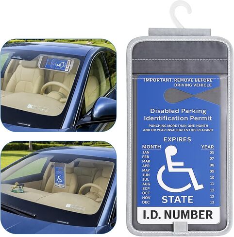 Portable Handicap Placard Holder for Auto - Ultra Clear Handicapped Placard Holder Protector Sleeve for Disability Parking(Black in Saudi Arabia