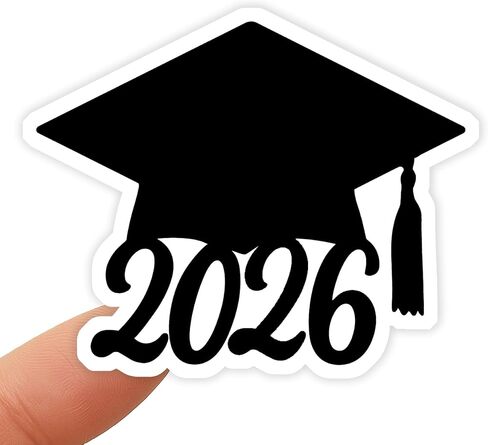 ملصقات التخرج فئة 2026: فينيل شفاف من رقائق معدنية سوداء مقاومة للماء - 60 قطعة ملصقات غير منتظمة مقاس 1.8 × 1.5 بوصة لفساتين القماش والأظرف وهدايا الحفلات الجامعية بالمدرسة الثانوية in Kuwait