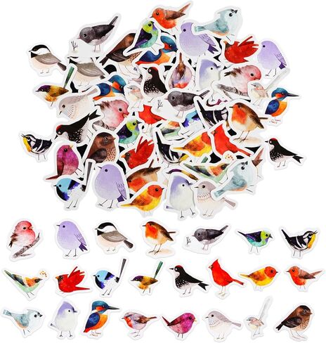 46 Pcs Bird Scrapbook Stickers Cute Cartoon Birds Decals Watercolor Bird Stickers for Water Bottles, Laptop, Notebook, Scrapbook, Luggage, Cell Phone, Skateboard, Helmet (Little Sparrow) in Saudi Arabia