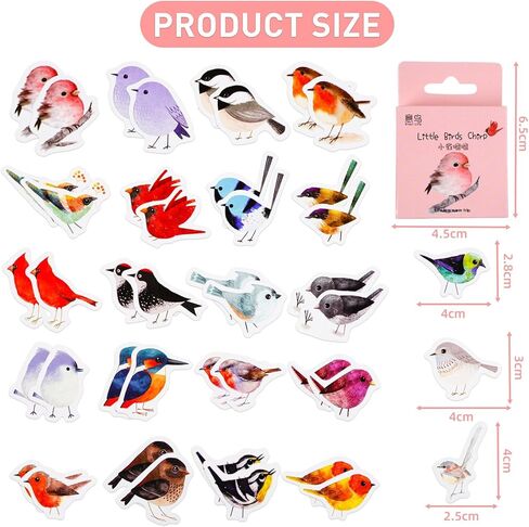 46 Pcs Bird Scrapbook Stickers Cute Cartoon Birds Decals Watercolor Bird Stickers for Water Bottles, Laptop, Notebook, Scrapbook, Luggage, Cell Phone, Skateboard, Helmet (Little Sparrow) in Saudi Arabia