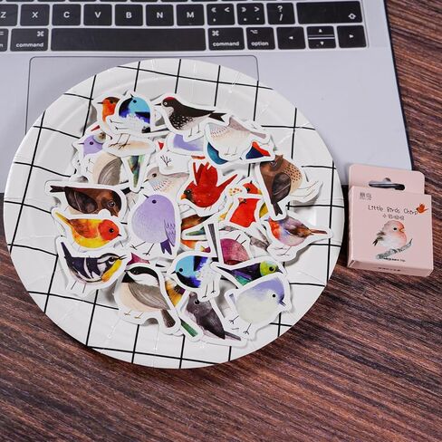 46 Pcs Bird Scrapbook Stickers Cute Cartoon Birds Decals Watercolor Bird Stickers for Water Bottles, Laptop, Notebook, Scrapbook, Luggage, Cell Phone, Skateboard, Helmet (Little Sparrow) in Saudi Arabia
