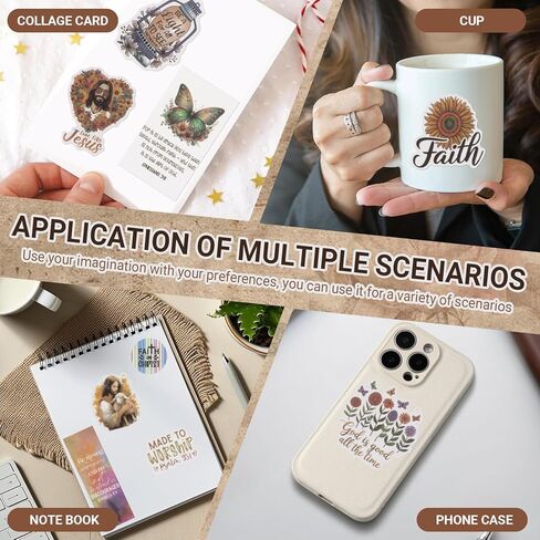 353 Pcs Christian Bible Verse Sticker Book, 28 Sheets Waterproof Vinyl Inspirational Religious Stickers for Water Bottles Laptop Notebook Journal Scrapbook Bible Workbook Planner，Christian Gifts in Saudi Arabia
