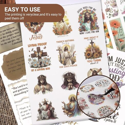 353 Pcs Christian Bible Verse Sticker Book, 28 Sheets Waterproof Vinyl Inspirational Religious Stickers for Water Bottles Laptop Notebook Journal Scrapbook Bible Workbook Planner，Christian Gifts in Saudi Arabia