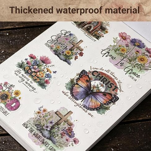 353 Pcs Christian Bible Verse Sticker Book, 28 Sheets Waterproof Vinyl Inspirational Religious Stickers for Water Bottles Laptop Notebook Journal Scrapbook Bible Workbook Planner，Christian Gifts in Saudi Arabia