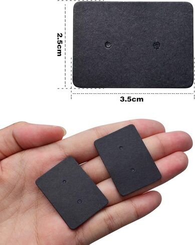 100 Pieces Black Earring Display Cards Rectangle Small Blank Paper Ear Studs Price Label Tag Cards Jewelry Cards Hanging Holder for Handmade Packing Accessories, 3.5 cm x 2.5 cm in Kuwait
