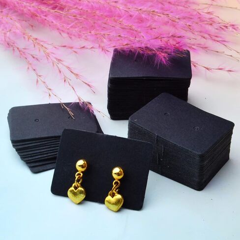 100 Pieces Black Earring Display Cards Rectangle Small Blank Paper Ear Studs Price Label Tag Cards Jewelry Cards Hanging Holder for Handmade Packing Accessories, 3.5 cm x 2.5 cm in Kuwait