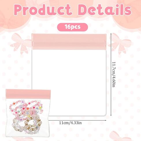 16 Pcs Jewelry Bags, Anti Tarnish Jewelry Organizers for Travel, Clear EVA Small Travel Jewelry Pouch for Packaging Gold Silver Rings Earrings Bracelet Necklace (4.6 x 4.3 Inch) in Kuwait