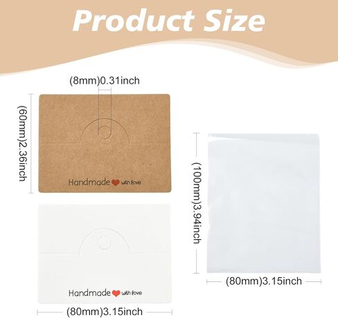 Gelirda 100Pcs Rectangle Cellophane Bags with Clear Window Handmade Packaging Pouch with Foldable Header Cards for Jewelry Packaging Accessory in Saudi Arabia