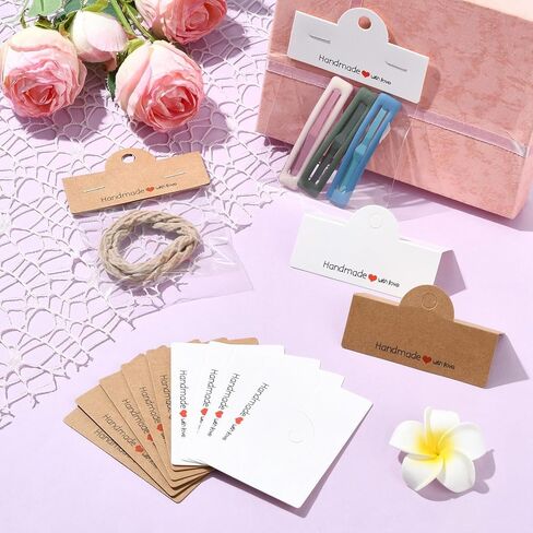 Gelirda 100Pcs Rectangle Cellophane Bags with Clear Window Handmade Packaging Pouch with Foldable Header Cards for Jewelry Packaging Accessory in Saudi Arabia