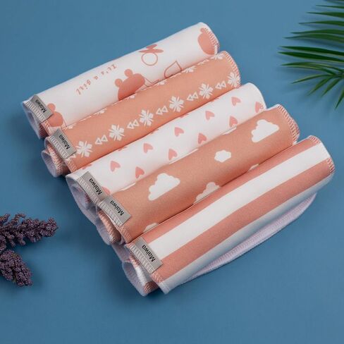 Maiwa 5 Pack Burp Cloths Baby Boy & Girl Soft Absorbent Burping Cloths for Babies, Newborn Spit Up Rags, Infant Towels, Unisex, Large 18.5" x 8.6" (Rainbow) in Saudi Arabia