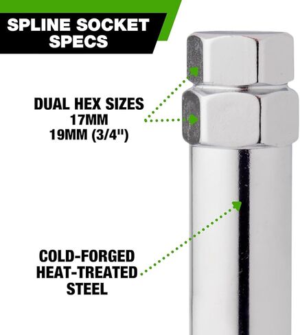 محول مقبس أدوات 6-Spline من DPAccessories لمسامير العروة (17 مم و19 مم سداسية) - عبوة من 5 قطع - DST20-1719C/005 in Kuwait