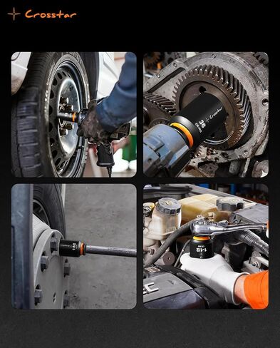 مقبس تأثير عميق للمحرك Crossstar 1-1/8 بوصة 1/2 بوصة، مقبس 6 نقاط من الفولاذ CR-MO، مقابس صواميل عمود المحور عالي عزم الدوران مع علامات حجم مختومة ومليئة بالحبر، لإصلاح السيارات وصيانة المنزل in Kuwait
