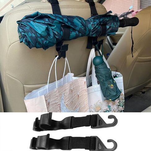 2Pcs Car Hooks, Car Seat Headrest Hanging Racks, Concealed Hooks For Storing And Securing Umbrellas. in Kuwait