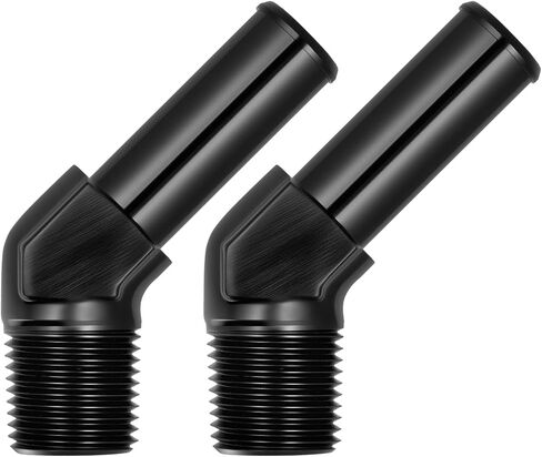 طاقة الشر 1/2 "NPT ذكر إلى 5/8" محول تركيب بارب 45 درجة تركيب خرطوم ألومنيوم أسود 2 قطعة in Kuwait
