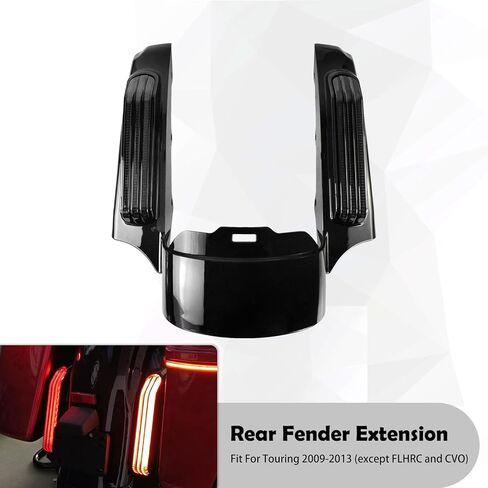 Rear Fender Fascia Extension with LED Turn Signals Running Brake Lights Kit Fit for Harley Touring Road King Road Glide Street Glide Electra Glide Ultra Limited 2009-2013 (Smoke Lens) in Saudi Arabia