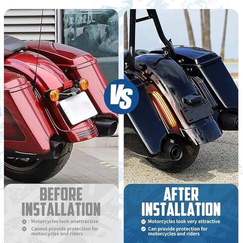 Rear Fender Fascia Extension with LED Turn Signals Running Brake Lights Kit Fit for Harley Touring Road King Road Glide Street Glide Electra Glide Ultra Limited 2009-2013 (Smoke Lens) in Saudi Arabia