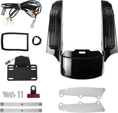 Rear Fender Fascia Extension with LED Turn Signals Running Brake Lights Kit Fit for Harley Touring Road King Road Glide Street Glide Electra Glide Ultra Limited 2009-2013 (Smoke Lens) in Saudi Arabia