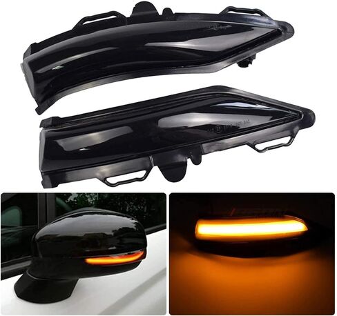 مرآة جانبية LED ضوء إشارة الانعطاف لسيارة Ford Fiesta ST Line MK8 LHD مرآة الرؤية الخلفية الوامضة الديناميكية المتسلسلة LED مؤشر إشارة الانعطاف 2018 2019 (أصفر) in Kuwait