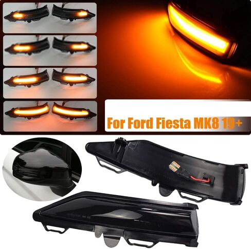 مرآة جانبية LED ضوء إشارة الانعطاف لسيارة Ford Fiesta ST Line MK8 LHD مرآة الرؤية الخلفية الوامضة الديناميكية المتسلسلة LED مؤشر إشارة الانعطاف 2018 2019 (أصفر) in Kuwait