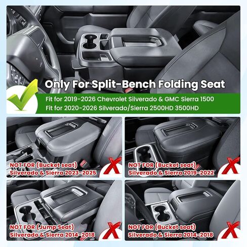 EDBETOS Center Console Hanging Organizer Box for 2019-2026 Chevy Silverado/GMC Sierra 1500, 2020-2026 Silverado/Sierra 2500HD 3500HD Accessories, Jump Seat Storage Tray (Split-Bench Folding Seat Only) in Kuwait