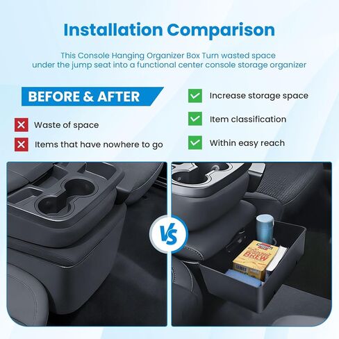 EDBETOS Center Console Hanging Organizer Box for 2019-2026 Chevy Silverado/GMC Sierra 1500, 2020-2026 Silverado/Sierra 2500HD 3500HD Accessories, Jump Seat Storage Tray (Split-Bench Folding Seat Only) in Kuwait