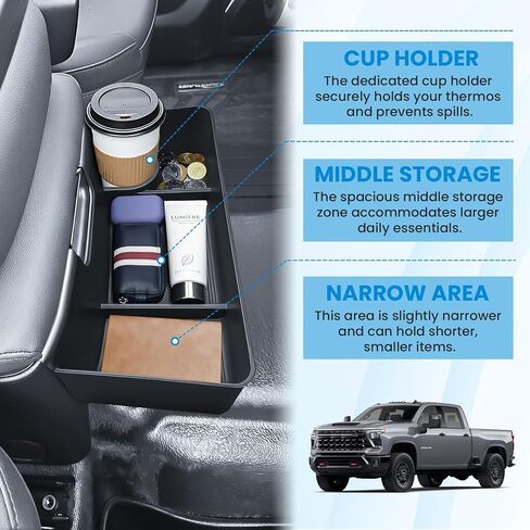 EDBETOS Center Console Hanging Organizer Box for 2019-2026 Chevy Silverado/GMC Sierra 1500, 2020-2026 Silverado/Sierra 2500HD 3500HD Accessories, Jump Seat Storage Tray (Split-Bench Folding Seat Only) in Kuwait