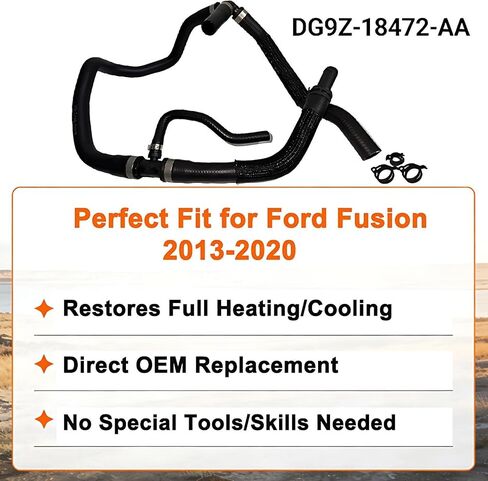 مجموعة خرطوم سخان HVAC مناسبة لسيارة Ford Fusion 2.5L 2013-2020، تحل محل OE KH-815 / DG9Z-18472-AA / DG9Z-18472-H/KH-686، خرطوم ممتاز مقاوم للحرارة ومضاد للتسرب in Kuwait