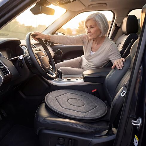 YARNOW 360 Degree Swivel Seat Cushion for Car, Dark Gray Rotating Chair Pad, Non-Slip Auto Revolving Base for Elderly and Pregnant Women, Home Office Mobility Assist in Kuwait