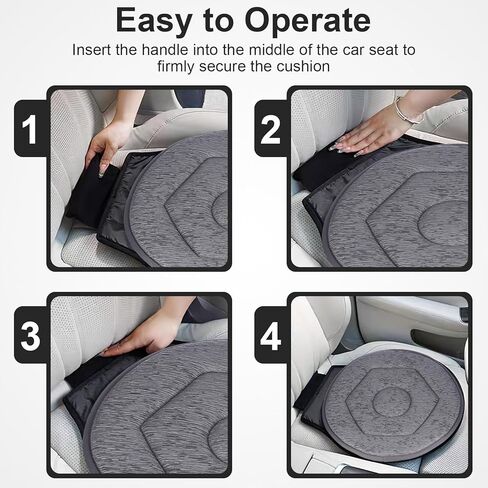 YARNOW 360 Degree Swivel Seat Cushion for Car, Dark Gray Rotating Chair Pad, Non-Slip Auto Revolving Base for Elderly and Pregnant Women, Home Office Mobility Assist in Kuwait